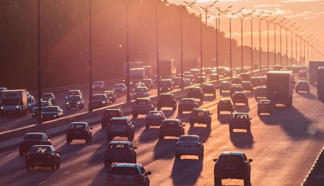Highway with cars in rush hour